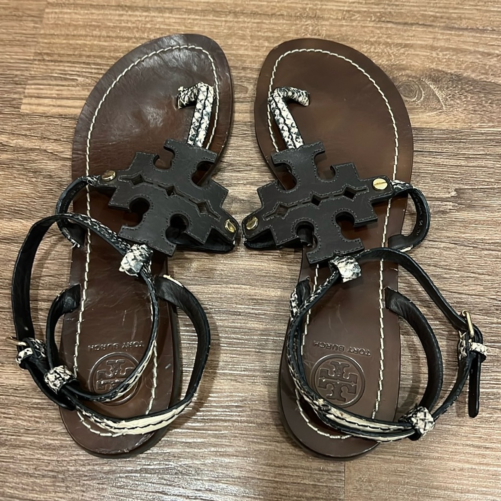 Tory Burch Gladiator Snakeskin Sandals
